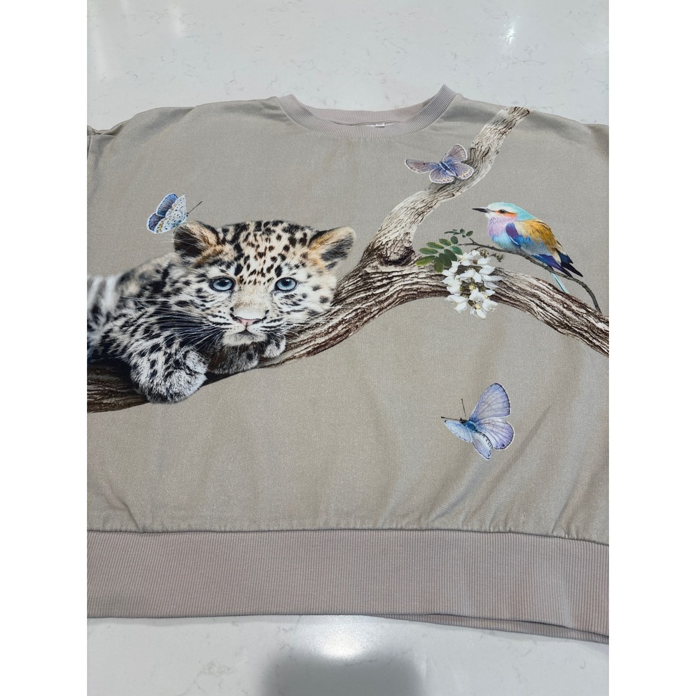 Molo Kids Maxi Sweatshirt Tree Living Leopard Bird Organic Cotton Size 164 14Y - Picture 2 of 13